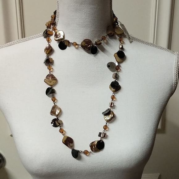 Unique Necklace Brown & Cream Colors - Picture 6 of 8